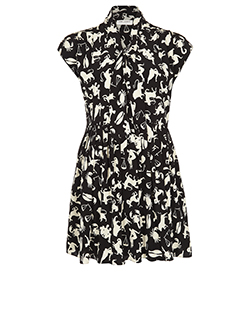 Saint Laurent Babydoll Print Dress, Silk, Black/White, 10, 3*