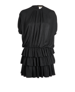 Saint Laurent Jacquard Mini Dress, Silk, Black, UK6, 3*