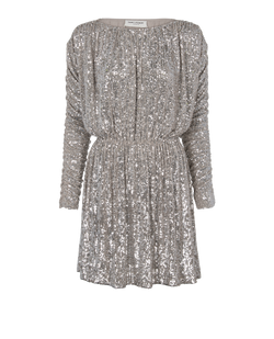 Saint Laurent Sequins Mini Dress, Polyamide, Silver, Sz L, 3*