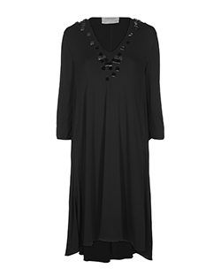Yves Saint Laurent Embellished Paneled Mini Dress, Viscose, Black, 14