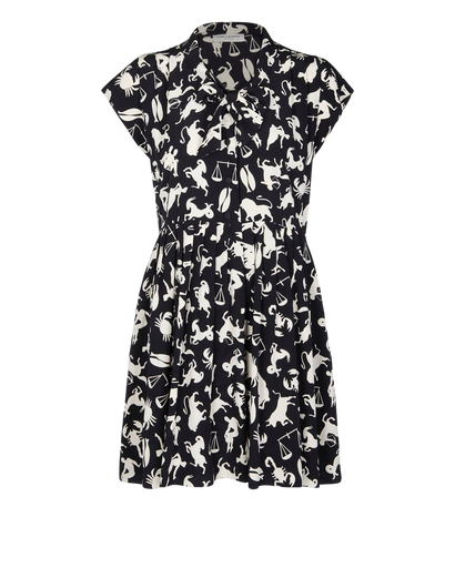 Yves Saint Laurent Zodiac Print Babydoll Dress, front view