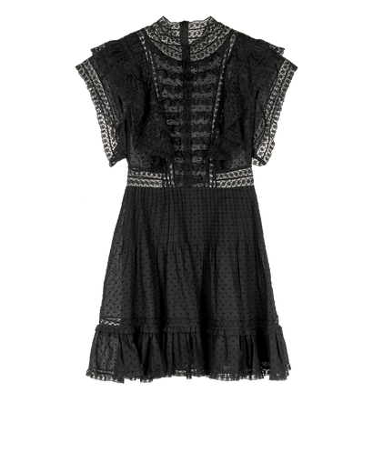 Zimmerman Frill Dress, &pound;180, Clothing, Black, Cotton, Front view