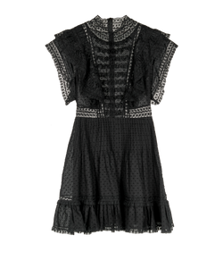 Zimmerman Frill Dress, Cotton, Black, UK10, 3*