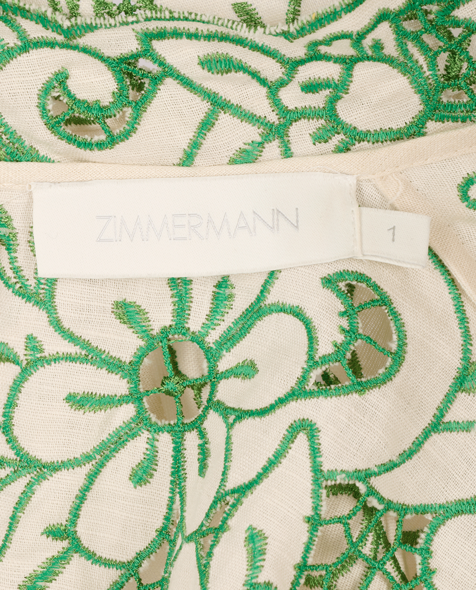 Zimmermann Teddy Floral Mini Dress, &pound;220, Clothing, Cream/Green, Linen, Other view