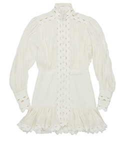 Zimmermann Cut Out Mini Dress, Linen, Off White, 10m 2