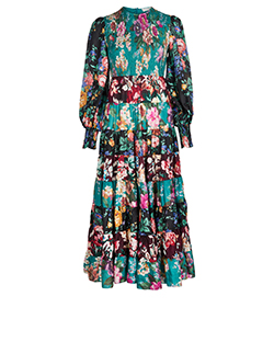Zimmermann Floral Dress, Cotton, Green/Purple, Cotton, UK10
