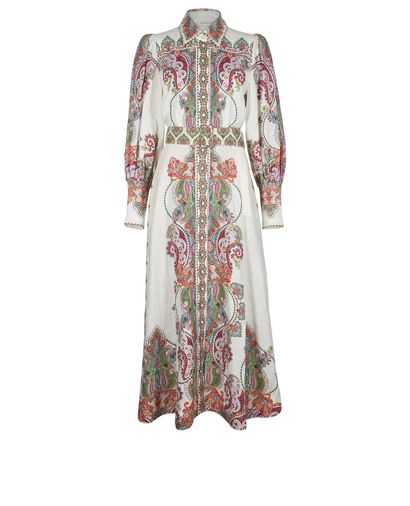 Zimmermann Honour Belted Floral Print Broderie Dress, front view