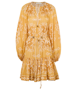 Zimmermann Floral Mini Dress, Silk, Yellow, UK14, 3*