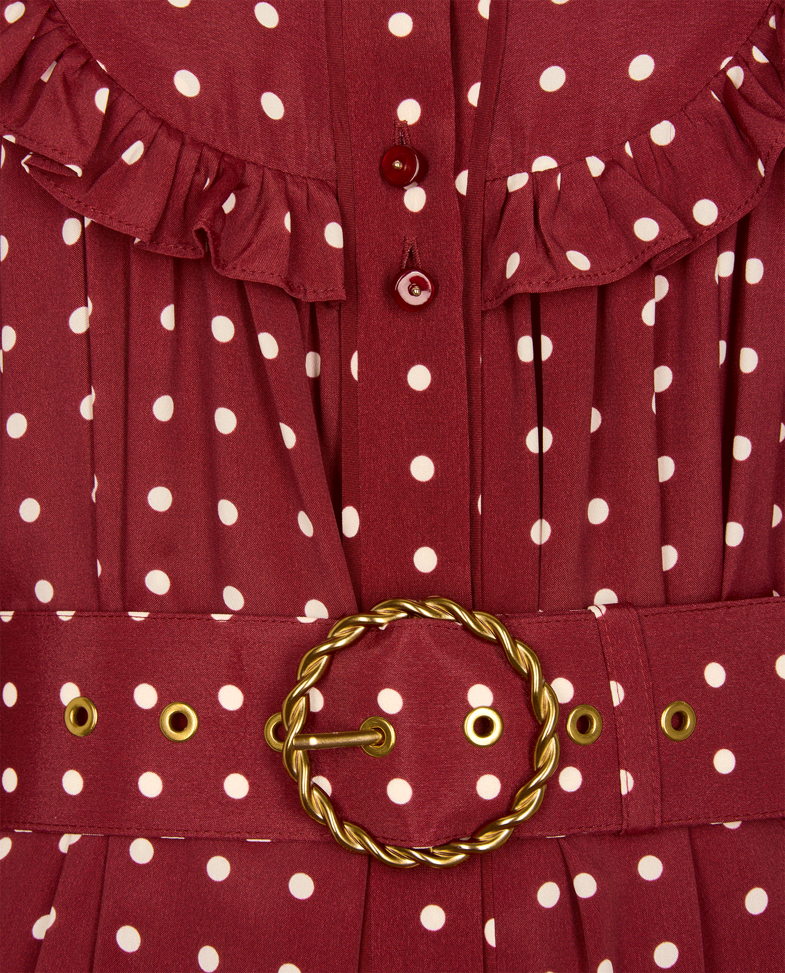 Zimmermann Belted Polka Dot Dress, &pound;150, Clothing, Burgundy/White, Silk/Viscose, Other view