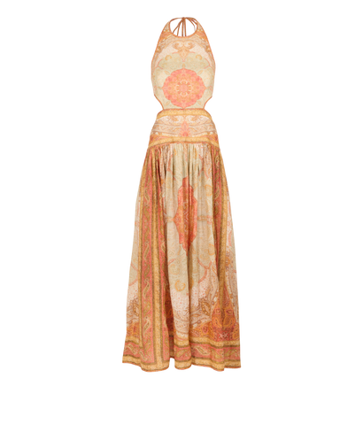 Zimmermann Anneke Cut Out Maxi Dress, &pound;250, Clothing, Orange/Yellow, Linen, Front view