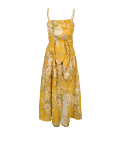 Zimmermann Amelie Scarf Tie Dress, Linen, Yellow, UK10, 2*