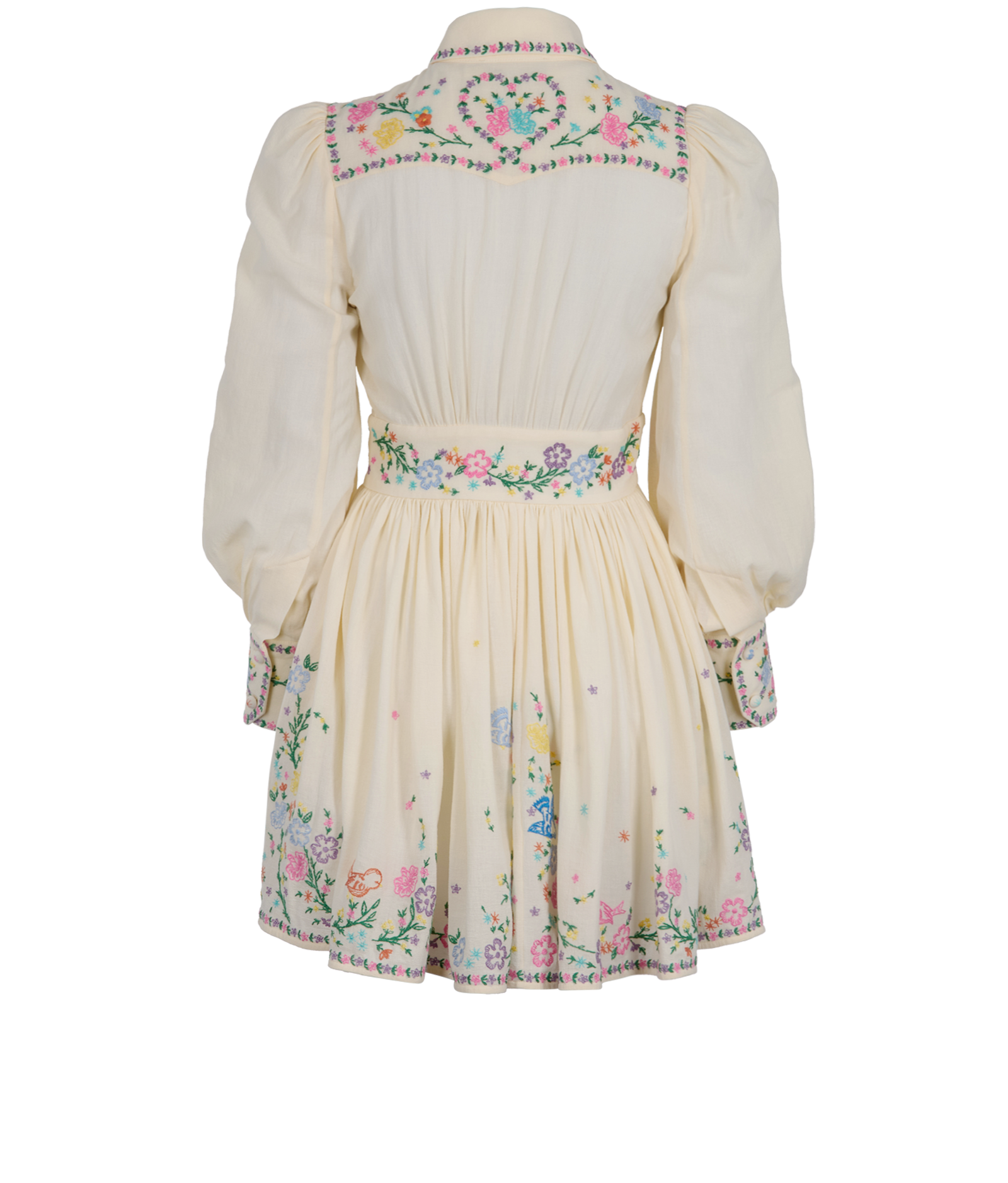 Zimmermann Embroidered Long-Sleeve Dress, &pound;180, Clothing, Cream, Cotton, Back view