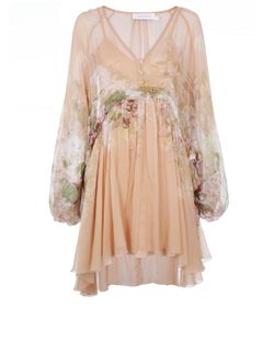 Zimmermann Crepe Floral Dress, Polyester, Pink, UK10