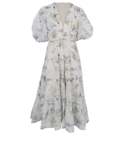 Zimmermann Floral Pleated Dress, &pound;295, Clothing, Blue/Green/White, Nylon (Polymer)/Polyester (Polymer), Front view