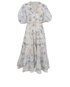 Zimmermann Floral Pleated Dress, &pound;295, Clothing, Blue/Green/White, Nylon (Polymer)/Polyester (Polymer), Front view