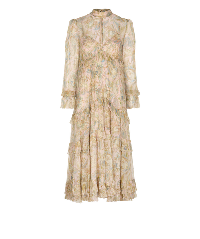 Zimmermann Tie-Neck Floral Print Dress, front view