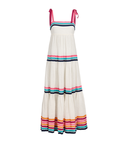 Zimmermann Maxi Sleeveless Dress, Linen, White/Multi, UK8, 3*