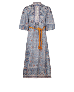 Zimmerman Belted Dress, Linen, Blue, UK6, 4*