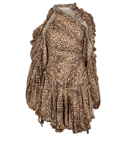 Zimmermann Espionage Leopard Draped Dress, Silk, Brown, UK8, 2*