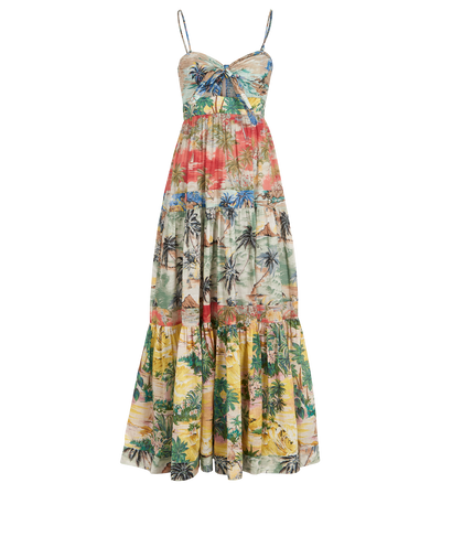 Zimmermann Palm Trees Long Dress, &pound;190, Clothing, Blue/Green/Red, Cotton, Front view