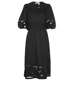 Zimmermann Floral Cut Out Dress, Linen, Black, 12, 3*