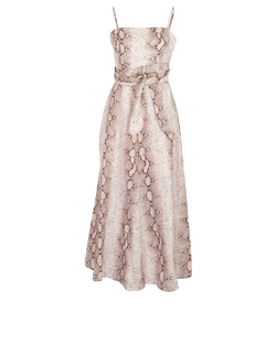 Zimmerman Belttidue Snake Print Dress, Linen, Beige, UK 12, 3*