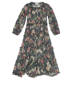 Zimmermann Ruffle Layer Dress, Silk, Grey/Pink, 6, 2* 