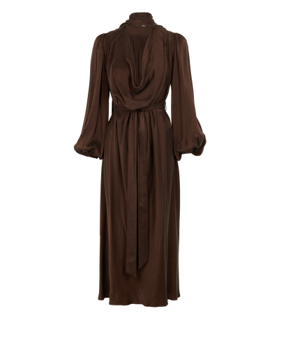 Zimmermann Tie-Neck Belted Dress, &pound;250, Clothing, Brown, Silk, Front view