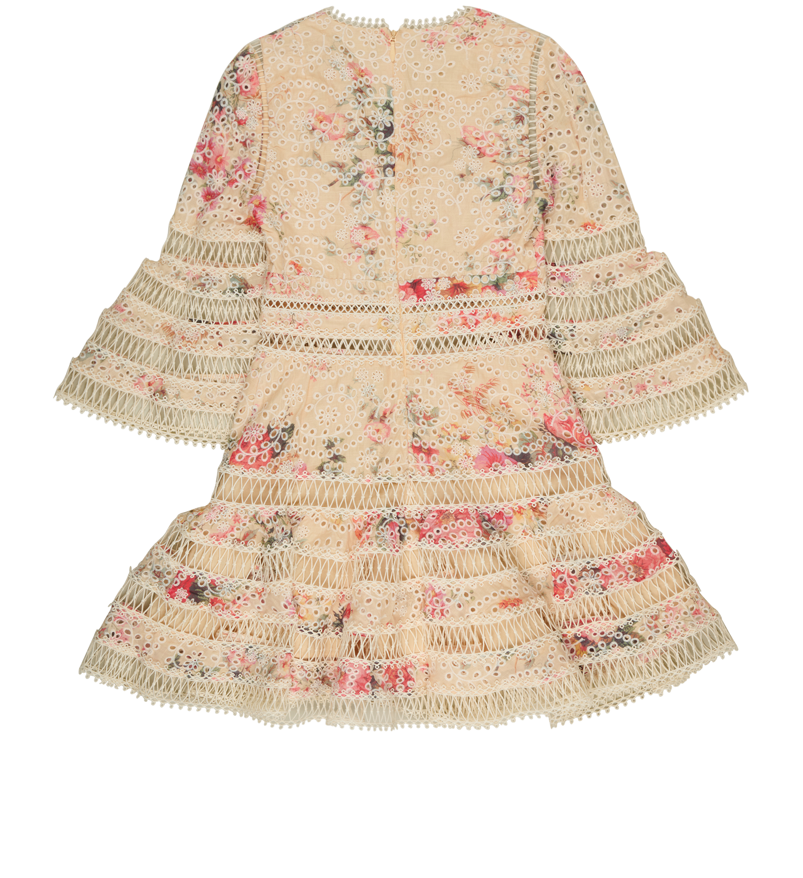 Zimmermann Floral Lace Trimmed Mini Dress, &pound;150, Clothing, White, Cotton, Back view