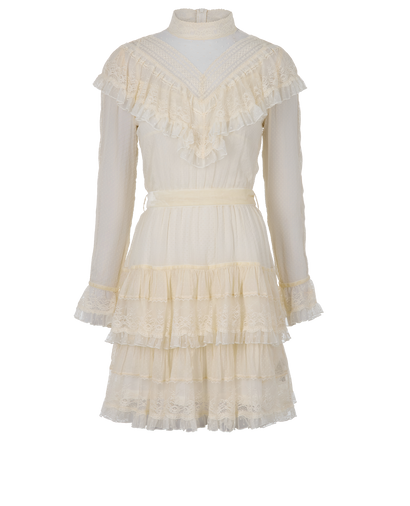 Zimmermann Lace Ruffle Mini Dress With Slip, front view