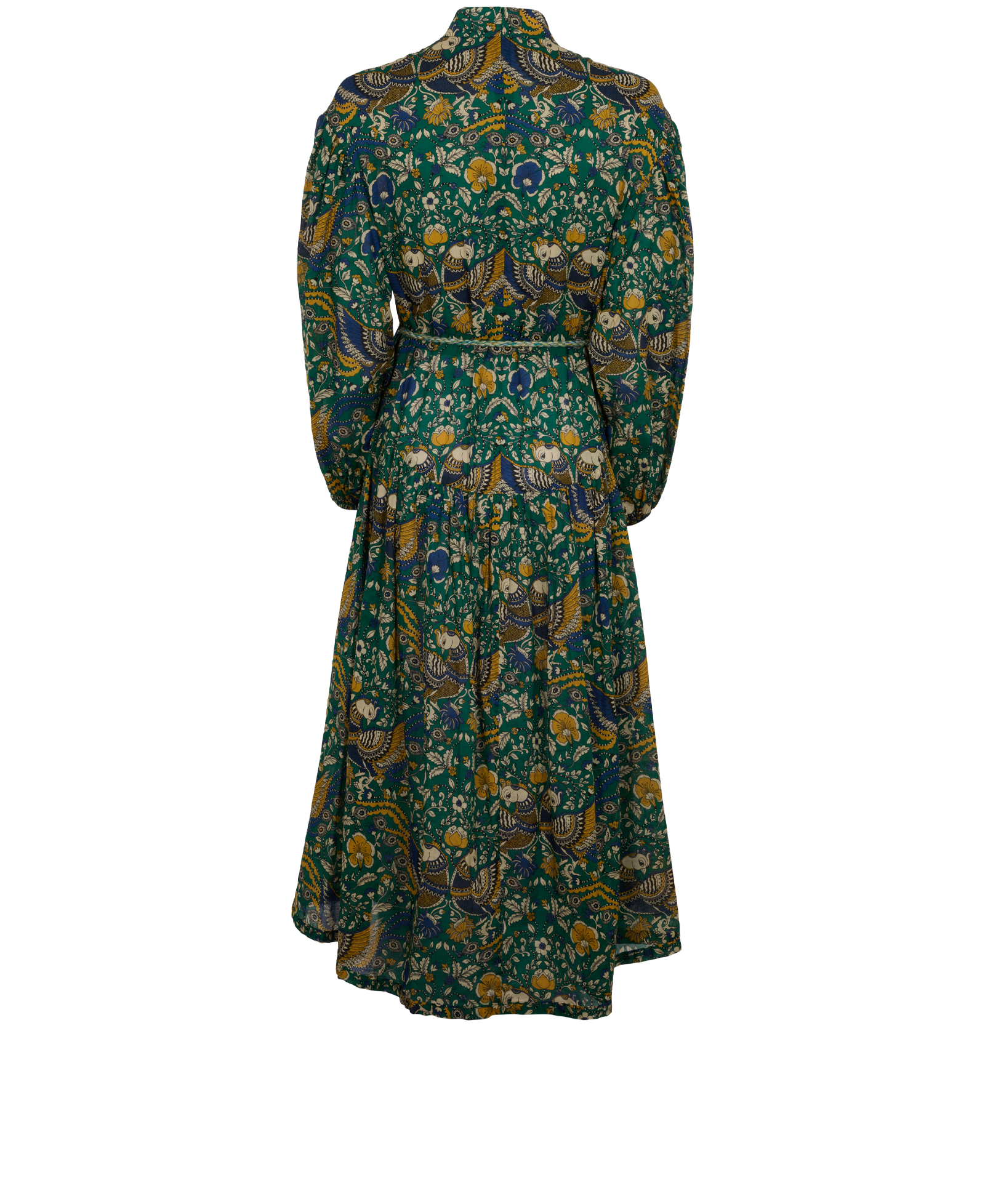 Zimmerman Bird & Floral Printed Tie-Waist Dress, &pound;210, Clothing, Green, Cotton, Back view