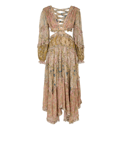 Zimmermann Paisley Cut-Out Dress, &pound;180, Clothing, Blue/Brown, Viscose, Front view