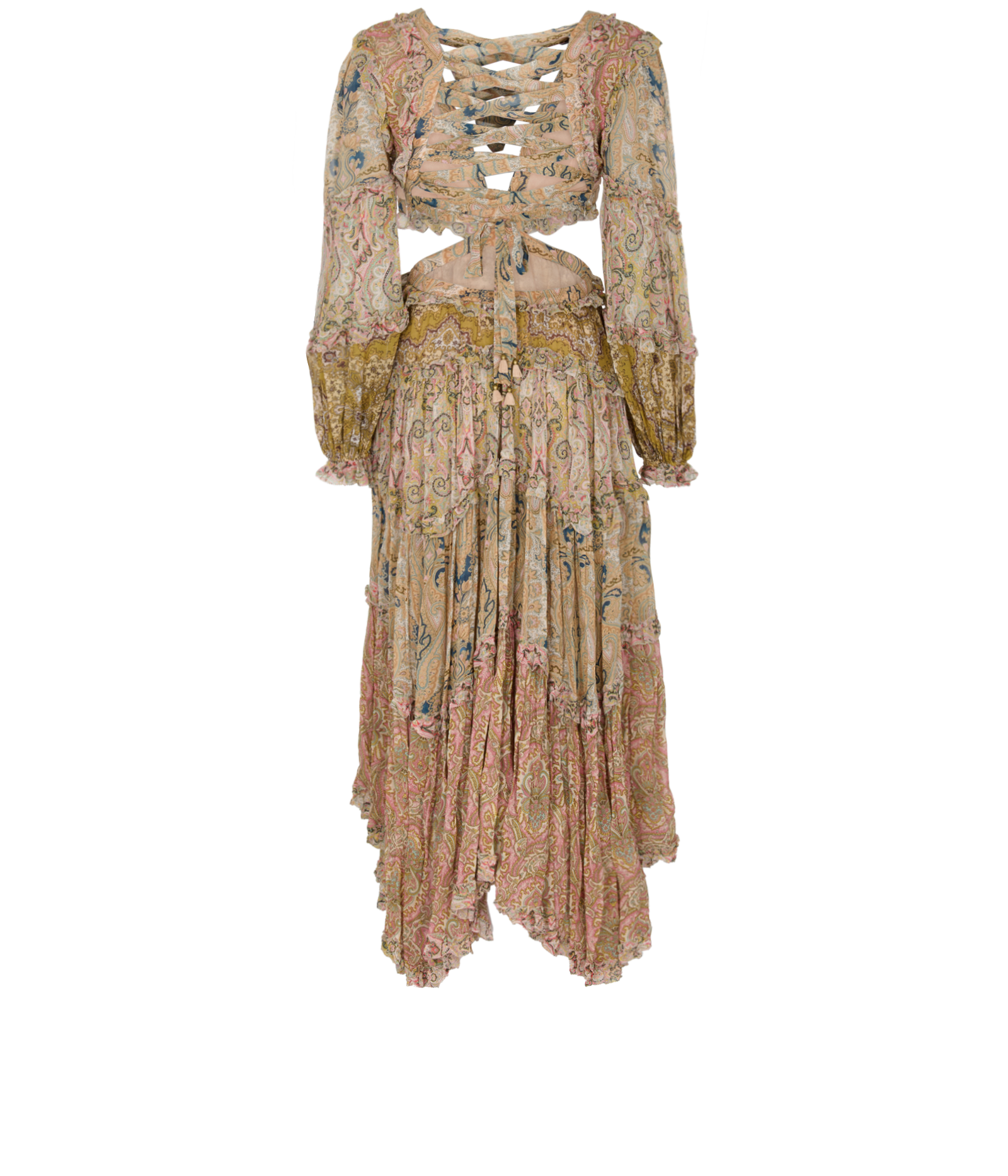 Zimmermann Paisley Cut-Out Dress, &pound;180, Clothing, Blue/Brown, Viscose, Back view