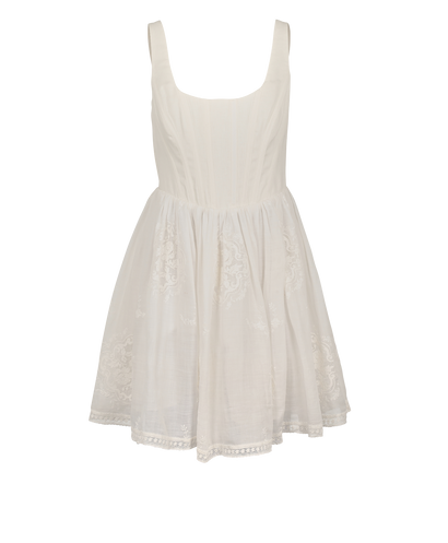 Zimmerman Alight Corset Mini Dress, £220, Clothing, White, Linen, Front view