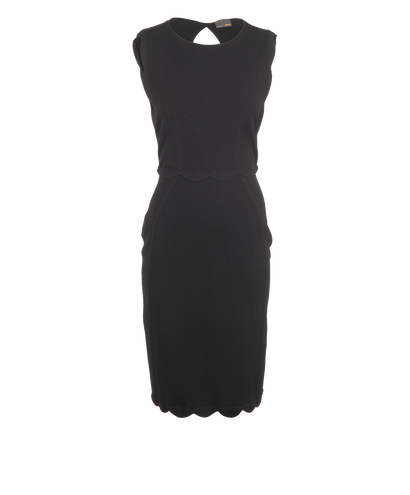 Fendi Scallop Trim Sleeveless Dress, £220, Clothing, Black, Viscose, Front view