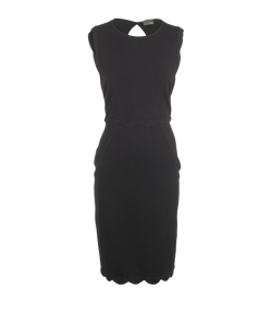 Fendi Scallop Trim Sleeveless Dress, Viscose, Black, UK 8, 3*