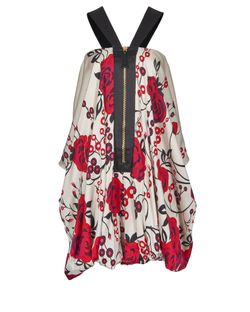 Temperley Floral Batwing Dress, Silk, Black/White, UK 14