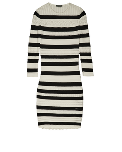 Alexander McQueen Stripe Knit Dress, Viscose, Black/White, UK XS