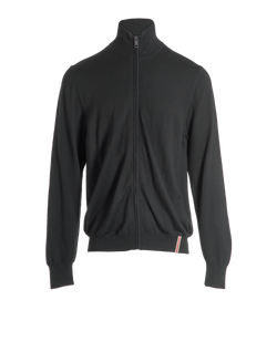 London Mock-Neck Zip-Up Cardigan,Mens,Extra Fine Merino Wool,Blk,SzXL,3*