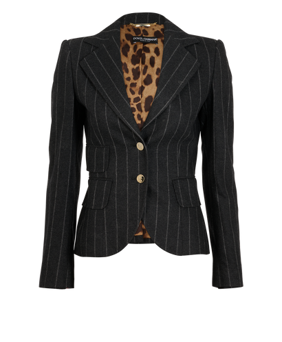 Dolce & Gabbana Striped Single-Vent Blazer, &pound;175, Clothing, Grey, Wool, Front view