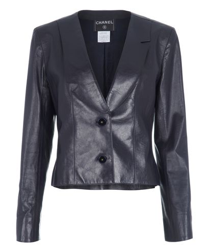 Chanel Vintage Leather Cropped Jacket, front view