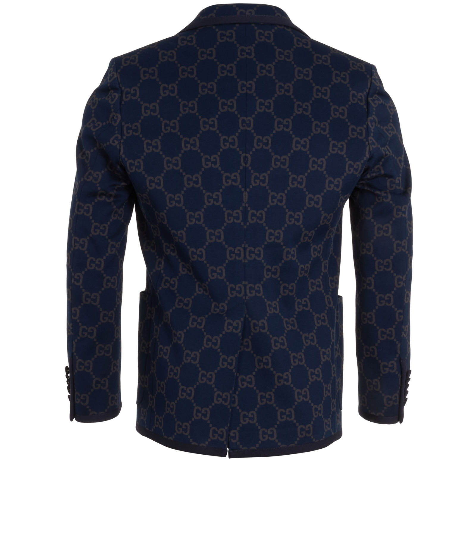 Gucci GG Supreme Single-Vent Blazer, &pound;650, Clothing, Navy, Cotton, Back view