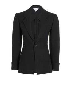 Bottega Veneta Single-Vent Blazer, Cotton/Viscose, Black, UK 2, 3*