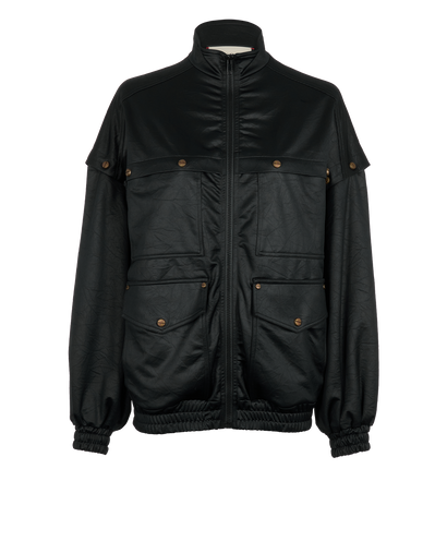 Gucci Removable Sleeves Bomber, &pound;450, Clothing, Black, Polyester (Polymer), Front view