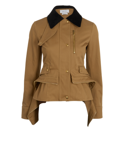 Alexander McQueen Herringbone Kickback Jacket, &pound;750, Clothing, Tan, Cotton, Front view