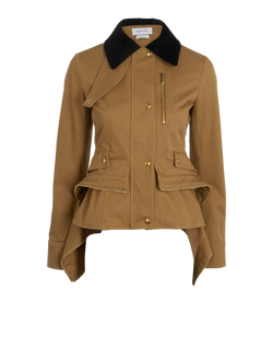 Alexander McQueen Herringbone Kickback Jacket, Cotton, Tan, UK6, 3*