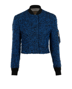 Louis Vuitton 2016 Boucle Bomber Jacket, Wool, Blue, UK8, 2*