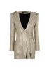 Balmain Hooded Metallic Wrap Blazer, &pound;350, Clothing, Gold, Polyester, Front view