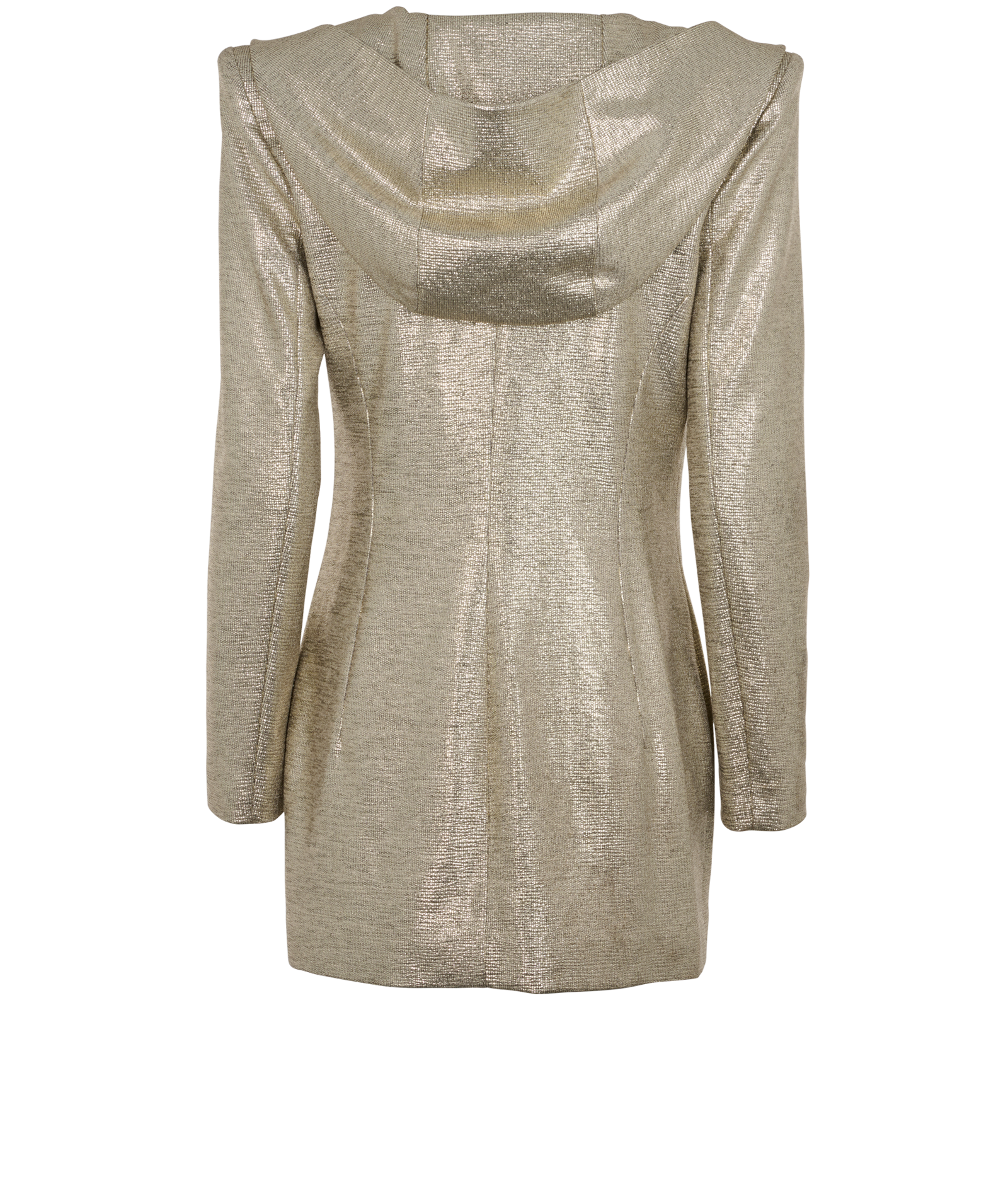 Balmain Hooded Metallic Wrap Blazer, &pound;350, Clothing, Gold, Polyester, Back view