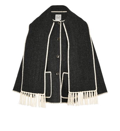 Toteme Embroidered Scarf Jacket, &pound;450, Clothing, Black, Wool, Front view